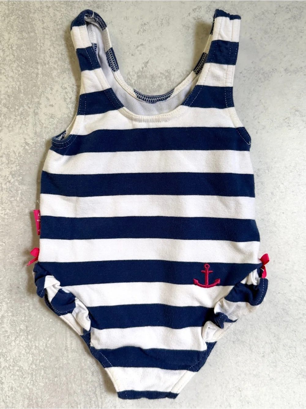 18M⚓️ Le Top Nautical Gingham Sailboat Stripe Swimsuit & Matching Terry Coverup